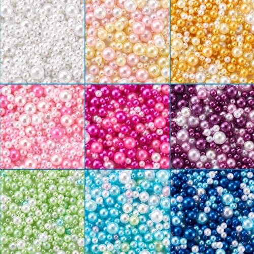 9Bags Undrilled 9 Colors Resin Round Imitation Pearl Beads 2.5-5mm for Jewelry Craft Party Home Wedding Vase Decoration Fillers