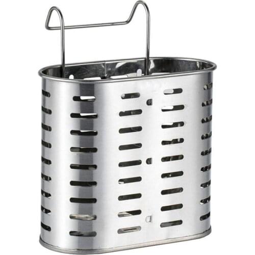 Promotion! Silver Stainless Steel Hanging Chopsticks/Spoon/Fork/Knife Drain Basket Cutlery Hanging Vertical Storage Drainer