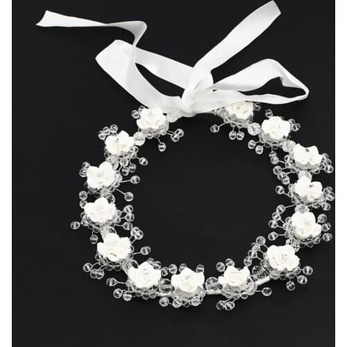 Hair Accessories Baroque White Acrylic Rose Flower Crystal Wedding Bridal Headband Color Crown Headdress Ornaments