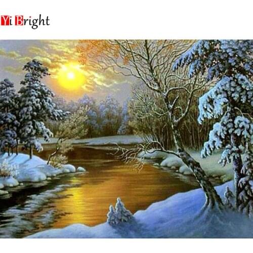 Full Square/Round Drill 5D DIY Diamond Painting "Winter snow landscape" 3D Embroidery Cross Stitch Mosaic Home Decor XY1