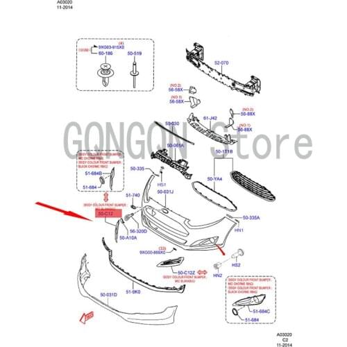 CAR fog lamp frame R without holes For dMo nd eoF ies ta Front bumper grille Fog lamp frame Front bumper ventilation grille