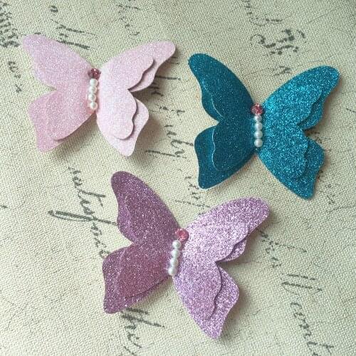 Free Shipping 20PCs/Lot Glitter Butterfly Button Patch Sticker Craft Fit Women Girl Hair Jewelry DIY Garment Shoes Handbag Decor