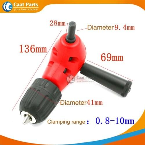 Free shipping! 3/8''-24UNF Right Angle Drill Attachment 90 Degree Handle Adaptor Corner Chuck Clamping range 0.8-10mm