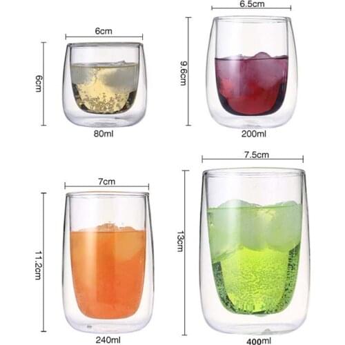Wine glasses Drinking Tumbler whiskey vodka cup Coffee juice water cups Tea creative mug Double bottom glass mugs For home