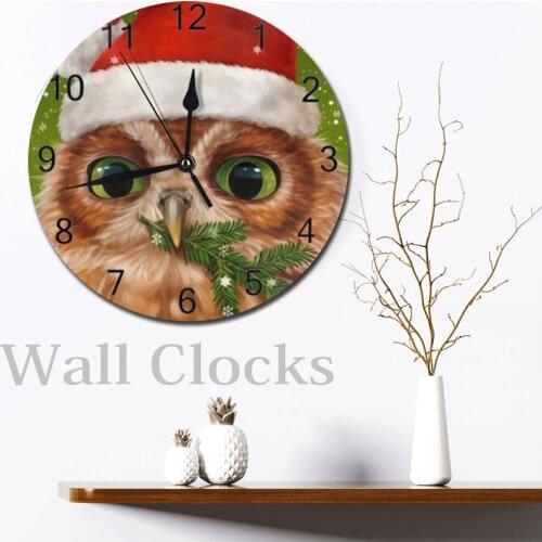 Owls 25CM Big Round Wall-Clocks Decor Numeral Digital Dial Mute Silent Digital Clocks Battery Operated Clocks Living Room Wall