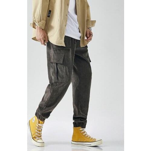 Fashion Streetwear Trousers Male Big Size 8Xl Corduroy Cargo Pants Trends 2021 Style Japanese Joggers Elastic Waist Band Hip Hop
