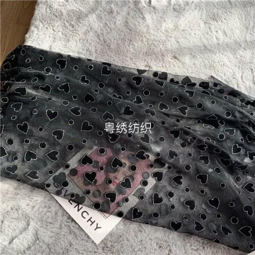Net flocking printing powder love circle silver powder fabric