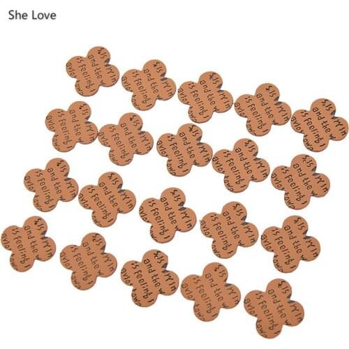 Chzimade 20Pcs/lot 28x28mm Flower Shaped Handmade Letter Labels For Clothes Garment PU Leather Sewing Label Tags Materials