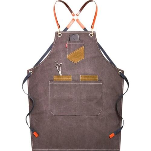 Adult Hanging Neck Apron Barber Barista Denim Storage Apron Hotel Restaurant Bakery Shop Bar Waiter Adjustable Work Uniforms