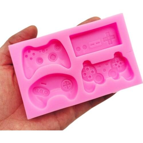 Pink Chocolate Mold New Birthday Cake Decoration Tool Game Console Handle Racing Remote Control Silicone Mold Fondant Tool