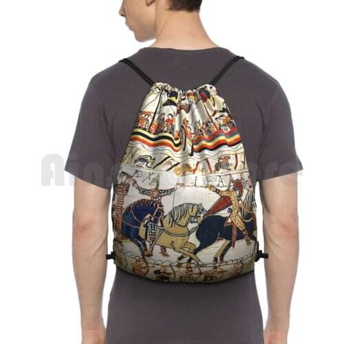 The Bayeux Tapestry , Battle Of Hastings , Norman Knights Horseback , Arhers And Viking Ships Outdoor Hiking Backpack