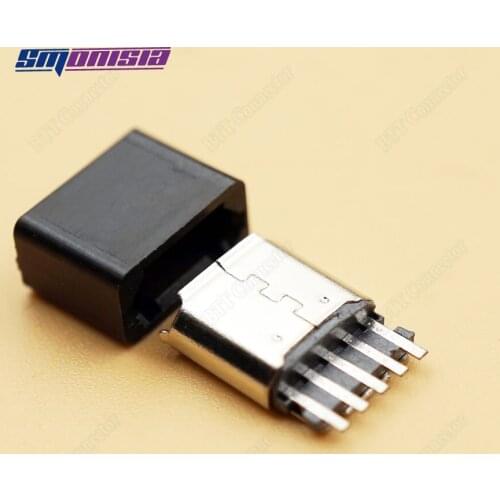 Smonisia 1000pcs Micro USB 5P 5Pin Female Plug Connectors Kit With Plastic Shell Black