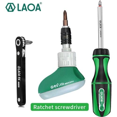 LAOA Double Ratchet Screwdriver Set S2 Screwdriver Bits Philips/Straight/Torx/Hex Screwdriver Made in Taiwan