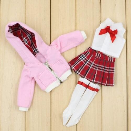 ICY DBS Blyth doll licca joint body red skirt white stocking pink coat gift toy