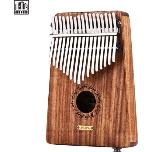 LINGTING K17EQ 17-key Portable Thumb Piano Kalimba Mbira Swartizia Spp Solid Wood Material with Storage Bag Carry Case