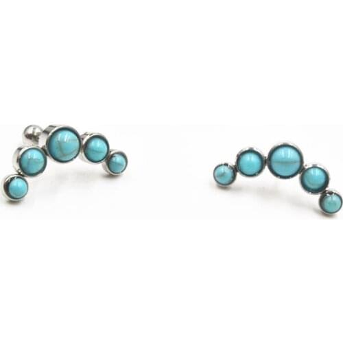 Lot20pcs Body Jewelry- Turquoise Stone Ear Studs/Earring Stainless Steel Helix Bar Upper Earring Body Piercing NEW