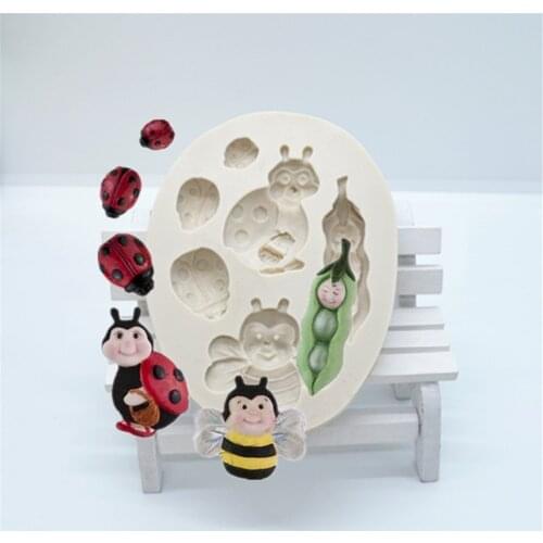 Luyou 1pc DIY Bees Pods Baby Ladybug Silicone Cake Resin Mold 3D Fondant Cake Decorating Tools Kitchen Baking Accessories FM455