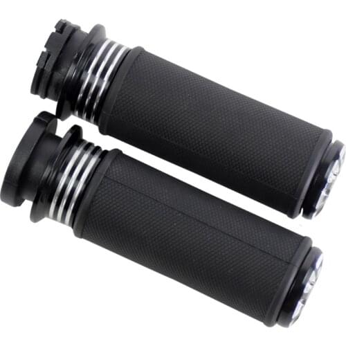 Motorcycle 1" CNC Handlebar Electric &Non-electronic Hand Grips Black For Harley Touring FLHX Sportster Dyna Custom Softail