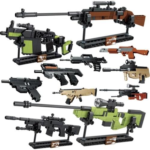 Guns PUBG M4A1 UZI kar 98K M6 AK47 Toys Rifle SWAT Military world 1 2 model Building Blocks bricks set ww2 Weapon kits kids toys