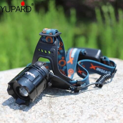 YUPARD zoomable Q5 5W LED Head Light HEADLAMP FLASHLIGHT camping hunting Frontals Lantern rechargeable 18650 battery red laser