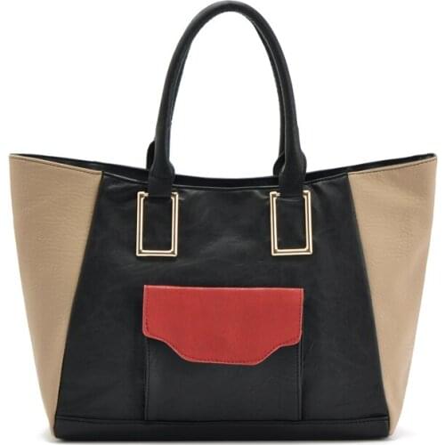 [Free shipping] French fashion personality contrast color PU duckbill shape portable shoulder handbag 480g
