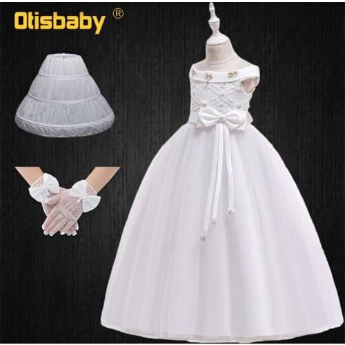 Fancy Kids Floal Princess Elegant Dresses for Girls Clothing Shoulderless Sleeveless Long Evening Eleghant Wedding Dress Enfant