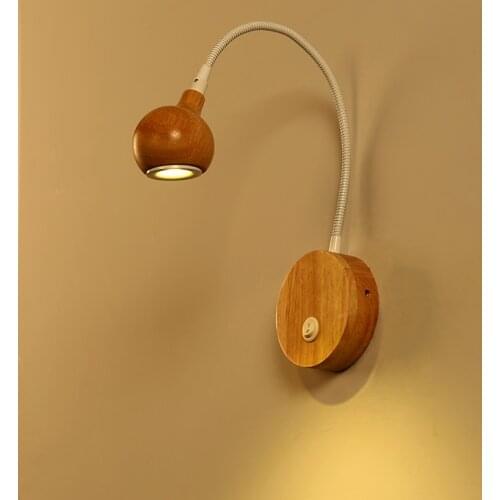 Nordic Design Led Led Indoor Wall Lamps Wooden Adjustable Led Luminaire For Bedside Reading Lights Fixture Modern Room Lamp Deco