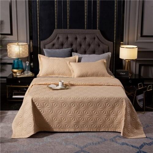 2019 new products Thicker Cotton quilting Bedspread Fitted Sheet Pillowcases Cotton 2/3pcs Solid Luxury Bedding