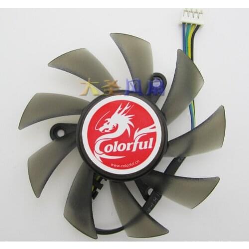 Original Colorful 250 450 graphics card fan leaves four 7.5cm silent fan diameter wire thermostat PLA08015B12HH