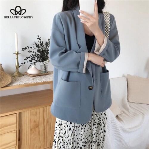 HStar autumn Solid Single-breasted Women Jacket Blazer Notched Collar Female Suits Coat Elegant Work Business Outwear