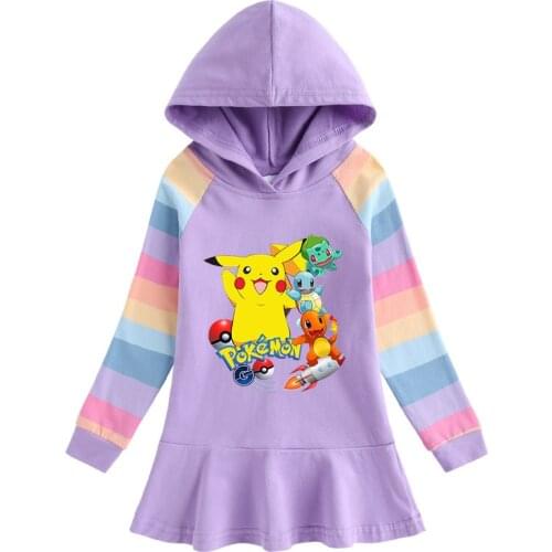 Takara Tomy Cartoon Pikachu Go Princess Baby Girl Dress Spring Autumn New Childrens Party Birthday Dress Toddler Kids Clothes