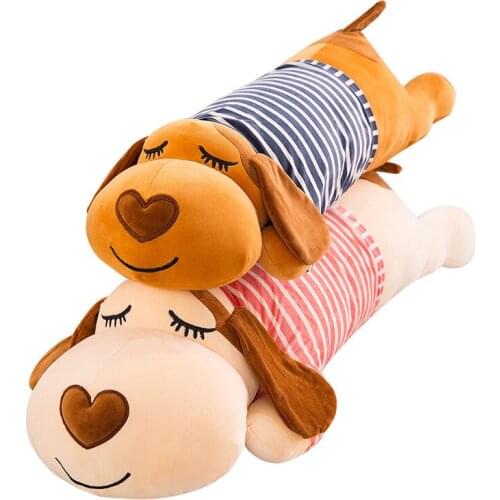 60-130cm Kawaii Pillows Lovers Striped Dog Plush Doll Home Decoration Sofa Pillow Stuffed Animals Children Girls Gifts