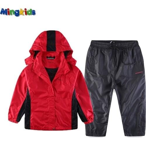 Export Europe Boy Teens rain set suit waterproof windproof jacket and pants rainwear stormwear pants 152-164 12-14 years old