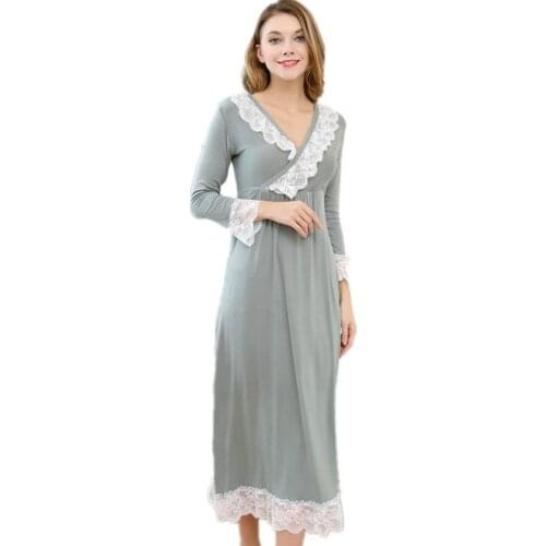 Sexy Modal Lace Sleepwear Nighties For Women Sleeping Dress Cotton Princess Nightgown Night Wear Long Nightgown Plus Size XXL