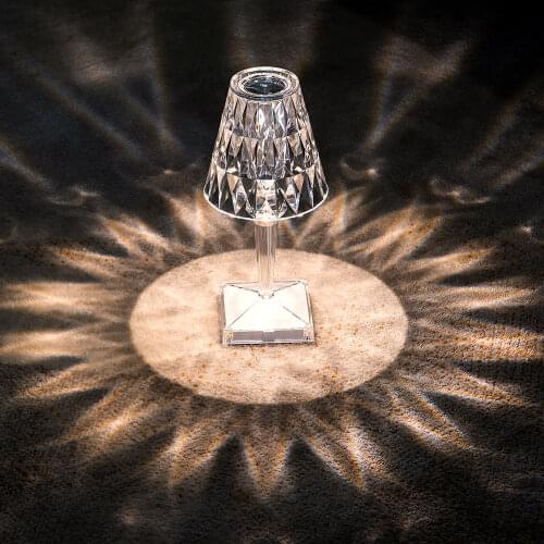 Touch Diamond Table Light USB Rechargeable Romantic LED Modern Night Light Gift Acrylic Decoration Desk Lamp for Nightstand Bar