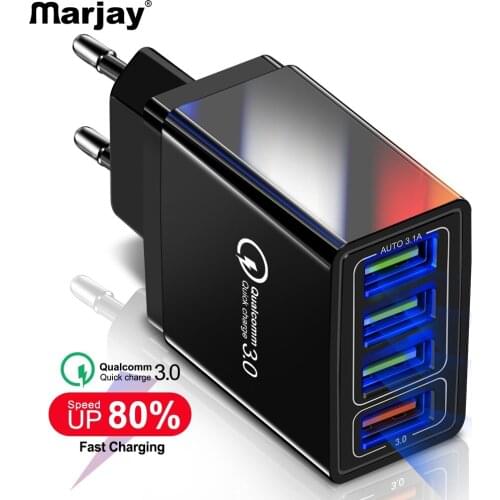 48W USB Charger Quick Charge 3.0 4.0 Port Wall Fast Charger for iPhone Samsung Xiaomi Huawei Mobile Phone Charger EU UK Adapter