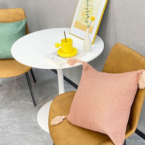 Nordic Solid Linen Cotton Pillow Case With Tassels Yellow Beige pillowcase 45x45cm Sofa Pillow hugs Cover Home Decor