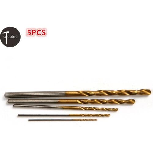 5PCS 0.5mm,0.8mm,1mm,1.5mm,2mm Titanium Coated Twist Drill Bit M2-HSS Straight Shank Drill Bit Machining Drilling Tools