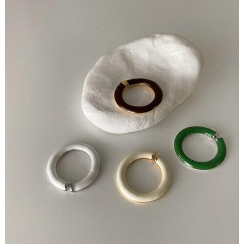 SRCOI Vintage Bright Enamel Stackable Chunky Rings For Ladies Party Daily Round Geometric Open Adjustable Dripping Oil Ring New