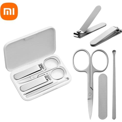 5Pcs XIAOMI Mijia Portable Fingernail Toenail Manicure Pedicure Magnetic Absorption Stainless Steel Nail Clipper Set