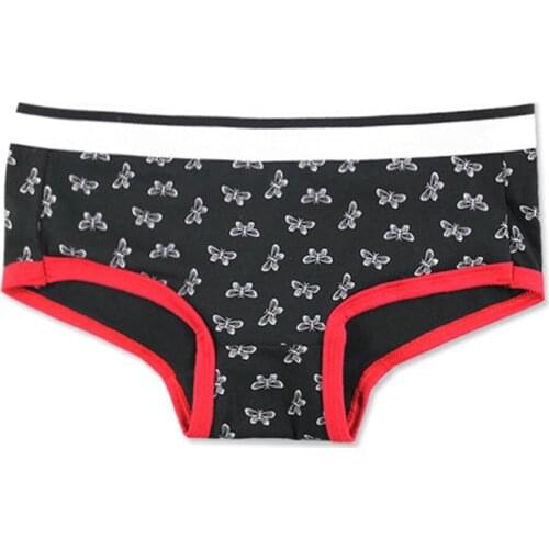 Womens mid-waist, wide-brim, neutral and comfortable stretch panties, cotton printed panties, boxer shorts, boxer briefs A19296