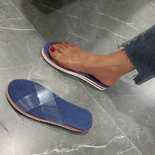 2021 Summer Women Slippers Transparent PVC Ladies Wedge Sandals Casual Outdoor Beach Slippers Open Toe Sandalias Mujer 35-43