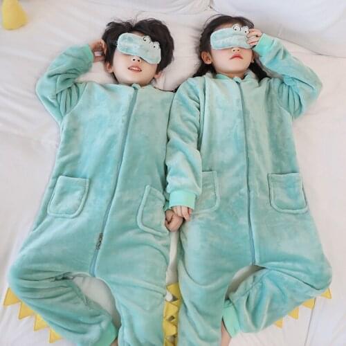 Winter Kids Pajamas Warm Flannel Pajamas Cartoon Animal Boy Girl Cute New Childrens One-piece Pajamas Family Sleepwear