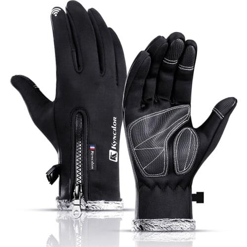 Winter Thick Men Thermal Ski Gloves Wrist Fleece Waterproof Sports Touch Screen Cycling Plam Leather Motorcycle Warm Women Glove