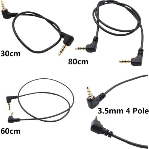 Gold Plat 3.5mm TRRS 4 Pole Male Plug Right Angled to 3.5mm 3 Ring Male Jack Right Angle Aux Audio Converter Adapter Cable Cord