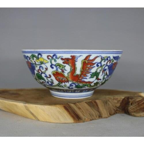 #1 Rare Old Chinese Painted Porcelain bowl,Multicolored glaze,Phoenix, best Home Decorations&Collection,Free shipping