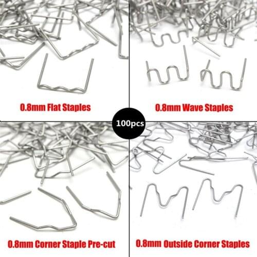 100pcs Hot Stapler Plastic Repair Standard Pre Cut Wave Staples Bumper Bodywork Repairs 0.6mm 0.8mm Wave Staples Welding Wire