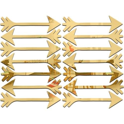 14 pcs/lot arrow 3D DIY Home Decor Silver gold Circles Mirror Acrylic Wall Stickers Office Art PVC Wall Decal Home Decoration