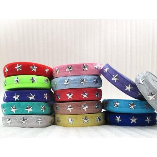 15mm star silver alloy patch elastichair tie making foe band FOE ribbon binding tape webbing DIY decoration crafts,6Y44367