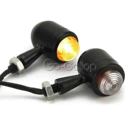 2pcs Bullet Black Motorcycle Turn Signals Bulb Indicators Blinkers Lights For Custom Motorcycle Cruiser Chopper Cafe Racer